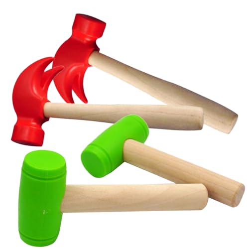 JUMPLAWN 4 Stück Teiliges Simulation Mallet Kleine Hämmer Handliches Holzspielzeug Für Feinmotorik Und Koordination Kindergarten von JUMPLAWN