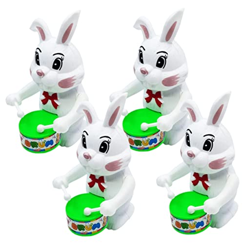 JUMPLAWN 4 Stück Trommelbeschläge Kaninchenspielzeug Lustiges kleine Spielsachen lustige Aufziehspielzeuge Small Animal Wind-up- Partyspielzeug Abs Zufällige Farbe von JUMPLAWN