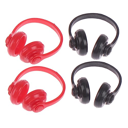 JUMPLAWN 4 Stück Zubehör für Puppenhäuser Mini House Decor Miniatur-Headset-Dekormodell Puppenhaus-Headset Puppenhaus Mini-Kopfhörer Mini-Kopfhörermodell Plastik von JUMPLAWN
