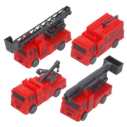JUMPLAWN 4 Stück Zurückziehendes Feuerwehrauto Modell Spielzeugautos Kleinkind Feuerwehrauto Mini Rettungsfahrzeug Kran Feuerwehrauto Feuerwehrauto Modellauto Motoren Traktor Lkws Abs von JUMPLAWN