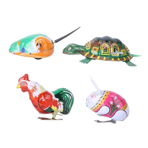 JUMPLAWN 4 Stücke Blatt Tier Uhrwerk Tiere Autos Spiel Das Auto Wackelt Kaninchen Bunny Mini Tier Modell Uhrwerk Eisen Blatt von JUMPLAWN