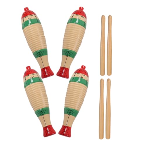 JUMPLAWN 4Sätze Holz Guiro für Teiliges Schlaginstrument mit Rhythmusstab Musikinstrument für Kleinkinder Leicht zu Halten Langlebig und Sicher der Anwendung von JUMPLAWN