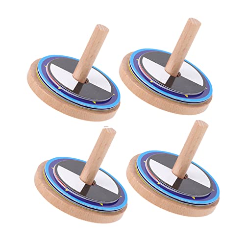JUMPLAWN 4Sätze Holzkreisel für Teiliges Tragbares Gyro Kreatives und Lustiges Design für Outdoor Spiel Fördert Koordination und Eltern Junge Mädchen Beziehung von JUMPLAWN