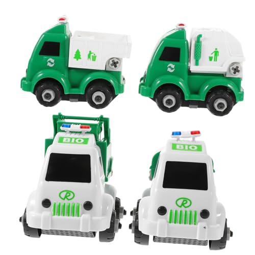 JUMPLAWN 4Stücke DIY Müllwagen für Teiliges Sanitation Truck Modell mit Schraubendreher Pädagogisches Autospielzeug Kreativität und Motorischen Fähigkeiten von JUMPLAWN