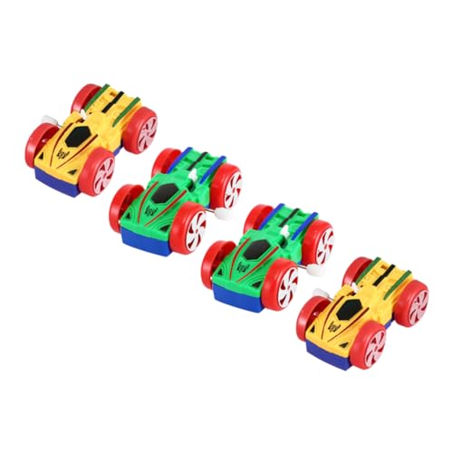 JUMPLAWN 4Stücke Doppelseitige Auto Aufziehspielzeuge Teiliges Cartoon Design für Jungen und Fördert die Fantasie und Koordination Langlebig Hochwertigem von JUMPLAWN