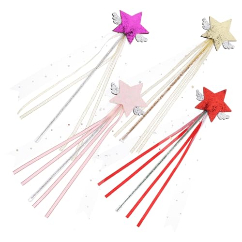 JUMPLAWN 4Stücke Feenstäbe für Teiliges mit Glitzer und Leichte Langlebige Zauberstäbe für Party Cosplay und Kreative Spiele von JUMPLAWN