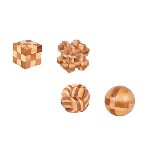 JUMPLAWN 4Stücke Kreatives Teiliges Bambus Ming Lock für Puzzlespielzeug Logischem und Interaktion für Rätsel von JUMPLAWN