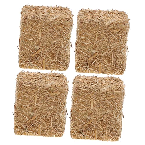JUMPLAWN 4Stücke Mini Heuballen Dekoration Für Garten Realistische DIY Landschaftsaccessoires Aus Mini Sandtischdekoration Und Rustikale Herbstdeko von JUMPLAWN