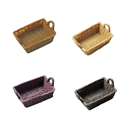 JUMPLAWN 4Stücke Mini Zubehör Teiliges Miniaturkorb aus Hochwertigem Harz für Puppenhaus Dekoration Mini Modelle DIY Accessoires von JUMPLAWN
