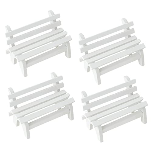 JUMPLAWN 4Stücke Miniatur Holzbank Teilig Dekorative Mini Möbel für DIY Bastelprojekte und Foto Requisiten Hochwertige Holzverarbeitung für Wohnzimmer und Garten von JUMPLAWN