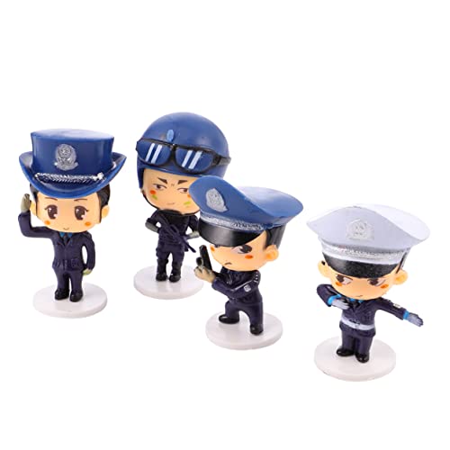 JUMPLAWN 4Stücke Polizei Figuren Kuchenverzierung aus Harz Cartoon Tortendeko für Kindergeburtstag und Partys Wiederverwendbar Dekoration für Kuchen von JUMPLAWN