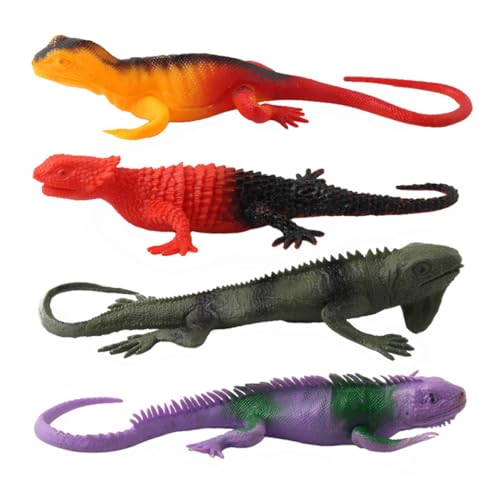 JUMPLAWN 4Stücke Simuliertes Reptilien Modellspielzeug für Lustige Anole Tierfiguren aus Strapazierfähigem mit Soundgenerator zur Desktop Dekoration von JUMPLAWN