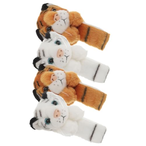 JUMPLAWN 4Stücke Tiger Slap Armbänder Flauschige Cartoon Tier Slap Bands für Geburtstagsfeiern Kostümpartys und Schulveranstaltungen Sicher und Komfortabel zu Tragen von JUMPLAWN