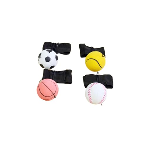 JUMPLAWN 4Stücke Wurfball Elastische Handgelenk Bälle mit Zufallsmuster für Stressabbau und Emotionale Entlastung Kreative Vent Balls mit Seil für Erwachsene von JUMPLAWN