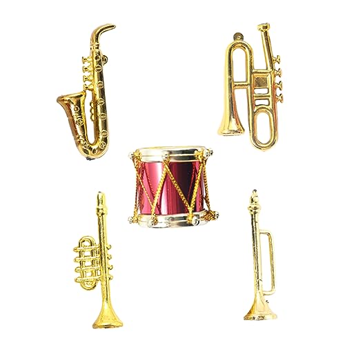 JUMPLAWN 5 Stück Mini- -Dekore lustiges instrumentenmodell Musikspielzeug winzige Dinge Simulationsspielzeug aus Kunststoff Plastik Golden von JUMPLAWN