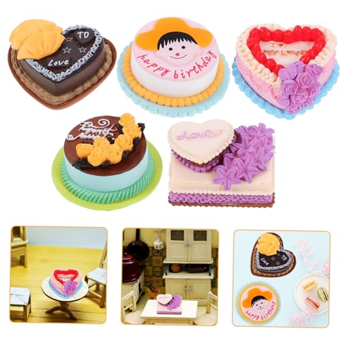 JUMPLAWN 5 Stück Mini Kuchenspielzeug Dessert Ornament Dekoration Hochzeitsdekor Modelle Mini Fake Kuchen Dekorative Kuchen Requisiten Mini Kuchen Requisiten Mini Kuchen Modell von JUMPLAWN
