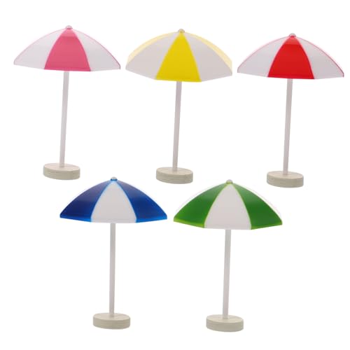 JUMPLAWN 5 Stück Mini- tragbar Kompakt Mini-Regenschirm-Ornament Miniaturschirm Miniaturen bastelset Mini-Regenschirm- Hawaiianische Partydekorationen Holz von JUMPLAWN