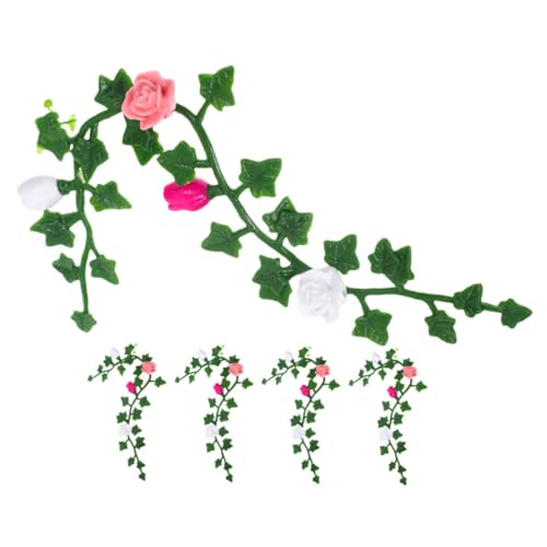 JUMPLAWN 5 Stück Puppenhaus Blumenranken Grünpflanzen Dekorative Künstliche Flora Mini Reben Puppenhaus Puppen Kunststämme Kleine Simulation Blumenranken Modell Puppenhaus Blumen Ranke PVC von JUMPLAWN