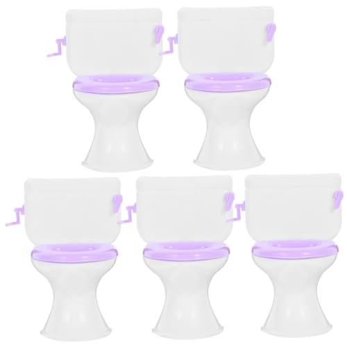 JUMPLAWN 5 Stück Puppentoilettenspielzeug Mini Toilettensitz Mini Möbel Spielzeugtoilette Puppenhauszubehör Puppenhausmöbel Puppenhaus Toilettensitz Miniaturmöbel von JUMPLAWN