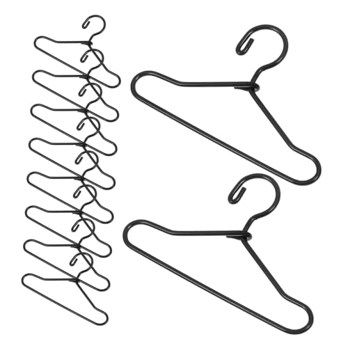 JUMPLAWN 55Stücke Mini Kleiderbügel für Puppen Schwarzer Kleiderbügel Puppenzubehör für Minihäuser und Puppenschränke Sorgt für Ordnung und Langlebigkeit von JUMPLAWN