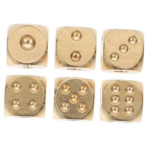 JUMPLAWN 6 Stück Kleine Messing Würfel Spiel Requisiten Solide Metall Würfel für Bar Restaurant Party Tischspiele von JUMPLAWN