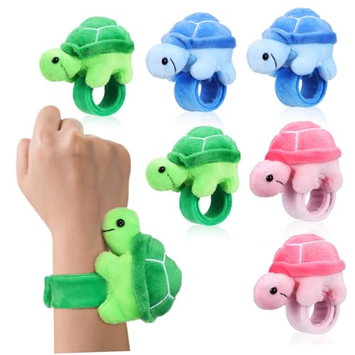 JUMPLAWN 6 Stück Plüschpuppen-Sprengring Slap-Armbänder mit Meerestieren Animal-Slap-Armbänder Plüschtiere Tierschnapparmbänder Tierschlagarmbänder PP Baumwolle von JUMPLAWN