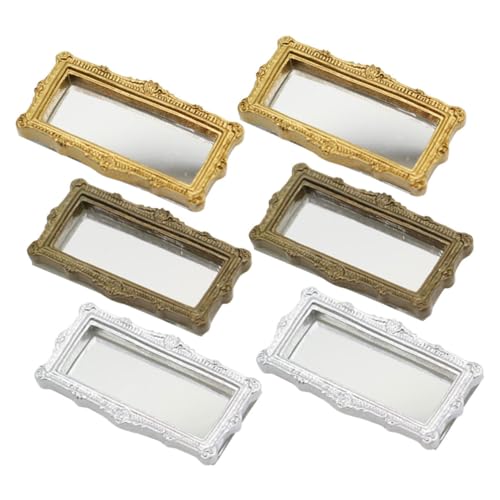 JUMPLAWN 6 Stück Simulierter Klassischer Quadratischer Spiegel Puppenmöbel Dekoration Kinderspielzeug Ornamente Puppenhaus Ornament Kinderspiegel Kleiner Spiegel Für Mini Spiegel von JUMPLAWN