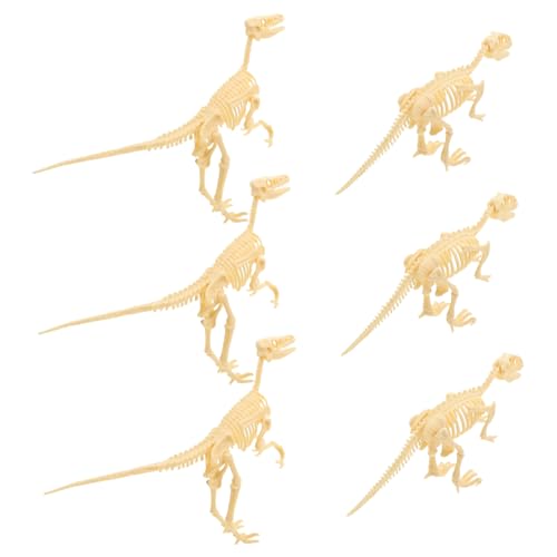 JUMPLAWN 6 Stück Teiliges Dinosaurier Fossil Set für Dinosaurier Skelett Modell aus Sicherem Kunststoff DIY Ausgrabungsset Kreativität und Kognitiver Entwicklung von JUMPLAWN