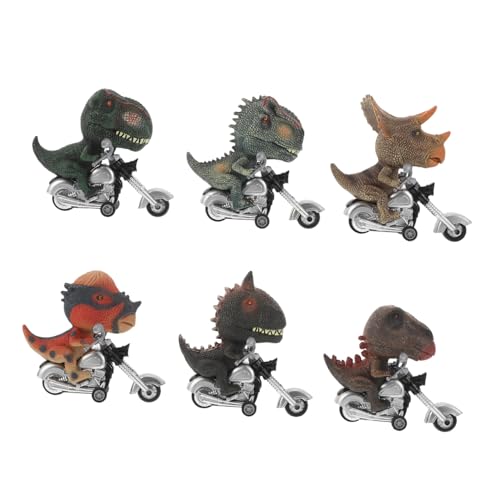 JUMPLAWN 6 Stück Teiliges Dinosaurier Motorrad Set Reibungsbetriebene Pull Back Autos Realistische Dinosaurier Modelle Robustes Fahrzeugspielzeug für Drinnen und Draußen Pädagogisch für von JUMPLAWN