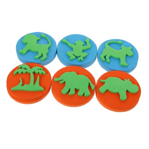 JUMPLAWN 6 Stück Teiliges mit Tiermotiven aus Weichem Eva Material Wiederverwendbar Reißfest Ungiftig und Leicht zu Reinigen für Malen Basteln und Kreative Frühförderung von JUMPLAWN