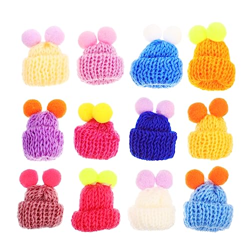 JUMPLAWN 60Stücke Mini Strickmützen für DIY Projekte Hautfreundliche Wollgarn Hüte Puppendekoration Geschenkanhänger und Partyaccessoires für Festliche Anlässe von JUMPLAWN