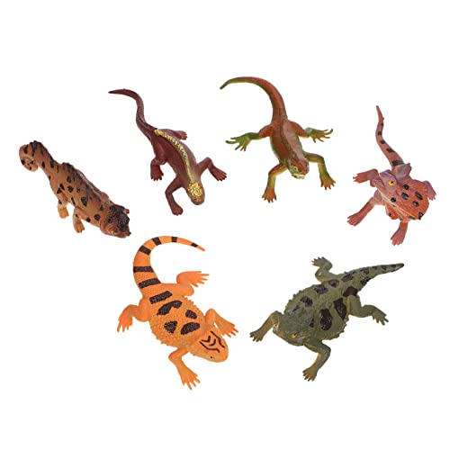 JUMPLAWN 6 Stück Lernspielzeug Für Jungen Und Mädchen Realistische Eidechsen-Simulation Tiermodelle Für Jungen Und Mädchen PVC-Material von JUMPLAWN