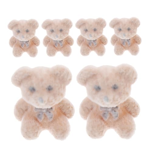 JUMPLAWN 6stücke Teiliges Mini Flocktiere Kuschelige Mini-bären Für Hochzeiten Geburtstagsfeiern Babypartys Deko Leichte Braune Plüschfiguren Als Gastgeschenke von JUMPLAWN
