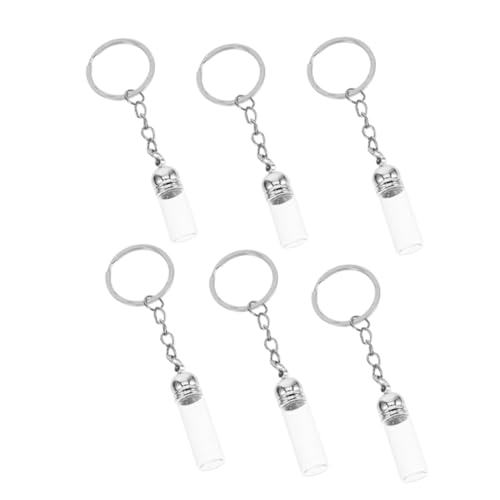 JUMPLAWN 6Stücke Parfümflaschen Anhänger Leere Flasche Für Ätherische Öle Transparente Glasgefäße Mit Schlüsselanhänger Klein Und Praktisch Für Unterwegs Für Parfüm von JUMPLAWN