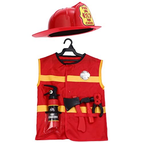 JUMPLAWN 7Stücke Teiliges Feuerwehrmann Outfit Set Cosplay Kostüm für Rollenspiele Weste Hut Hammer für Jungen JUMPLAWN 7Stücke Teiliges Feuerwehrmann Outfit Set Cosplay Kostüm für Rollenspiele Weste Hut Hammer für Jungen von JUMPLAWN