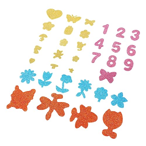 JUMPLAWN 7Taschen Teiliges Selbstklebende Glitzeraufkleber Für Hochwertige Eva Sticker Für Klassenzimmer Bastelprojekte Und Partys Verschiedenen Designs Und Farben von JUMPLAWN