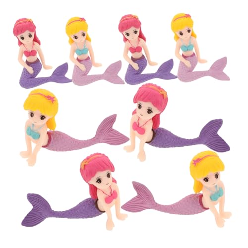 JUMPLAWN 8-teiliges Mini-statuen-set Mit Der Kleinen Meerjungfrau Für Partydekorationen Meerjungfrauen-spielzeug Für Kinder Muschel-heimdekor Ornament-set Aus Kunstharz von JUMPLAWN