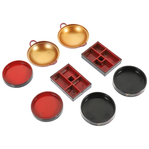 JUMPLAWN 8 Stück Rollenspiel Servierutensilien Dekoration Mini Zubehör Miniatur Sushi Teller Mini Mini Topf Mini Miniatur Teller Kinderspielzeug von JUMPLAWN