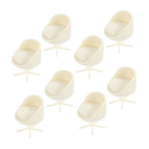 JUMPLAWN 8St Modell eines Möbeldrehstuhls kleine Stuhlmöbel Behälter mit Deckel Schaum Dekoration Bürostuhl Modell Büro Einrichtung Miniaturstühle zum Basteln Puppenhaus-Ornamente Abs Beige von JUMPLAWN