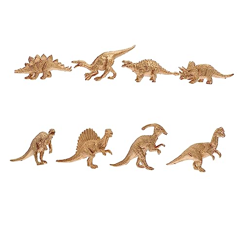 JUMPLAWN 8Stücke Goldene Mini Dinosaurier Modelle Simulation Dinosaurier Set für Geburtstagsfeiern Dekoration für Kinderzimmer und Schreibtische von JUMPLAWN