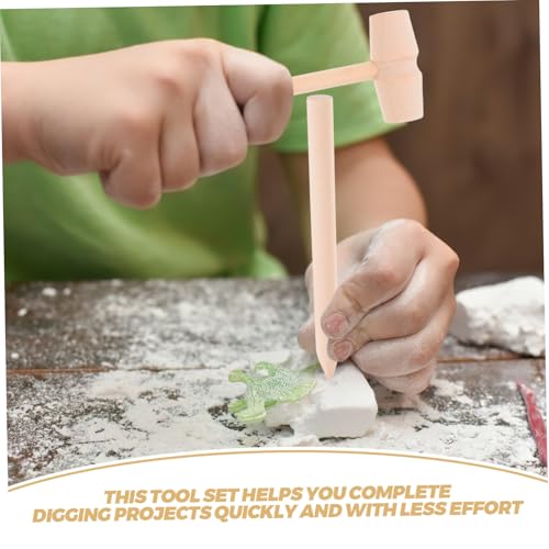 JUMPLAWN Archäologische Ausgrabungswerkzeuge Set mit Holzhammer Metallhammer Meißel Pinsel und Lupe Sicheres Grabspielzeug für DIY Edelstein und Fossiliensuche Vielseitig Einsetzbar für von JUMPLAWN