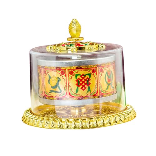 JUMPLAWN Buddhistisches Gebetsrad aus Dekoration für Zuhause und Auto mit Stabiler Basis für Schreibtische Fenster und Regale von JUMPLAWN