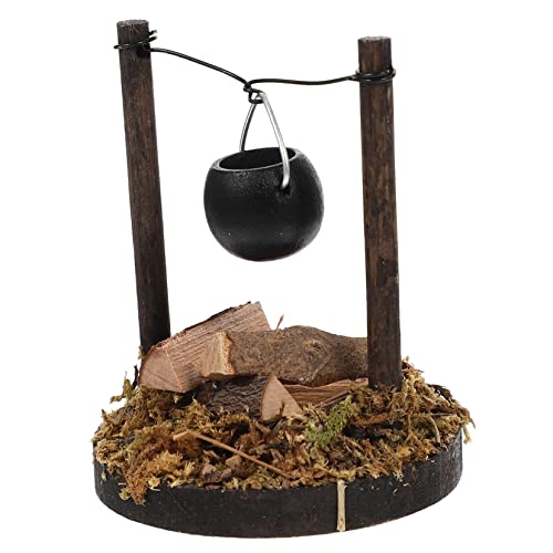 JUMPLAWN Desktop - Miniaturcampingzubehör Figur Drinnen Puppe Herd Material Miniaturen Zum Basteln Wohnkultur Miniaturkessel Mini-gartendeko Miniaturdekoration Holz von JUMPLAWN