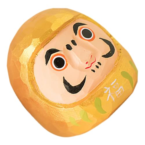 JUMPLAWN Dharma-Ei-verzierung Japanische Puppen -Puppen Japanische Statue Wunschpuppen Hölzern Gelb JUMPLAWN Dharma-Ei-verzierung Japanische Puppen -Puppen Japanische Statue Wunschpuppen Hölzern Gelb von JUMPLAWN