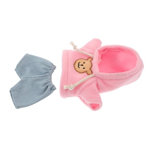 JUMPLAWN Doll Hoodie Und Hosen Set Netter Plüschbärenpullover Mit Jeanshose Lustige Kleidung Für 20 cm Gefüllte Tierpuppen von JUMPLAWN