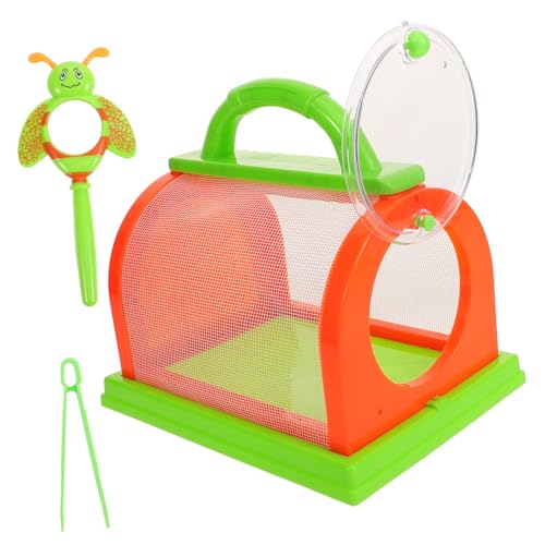 JUMPLAWN Handheld Insektenkäfig Für Outdoor Insektenbeobachtungsset Mit Lupe Pinzette Und Buntem Schmetterlingskäfig Für Kleine Entdecker von JUMPLAWN