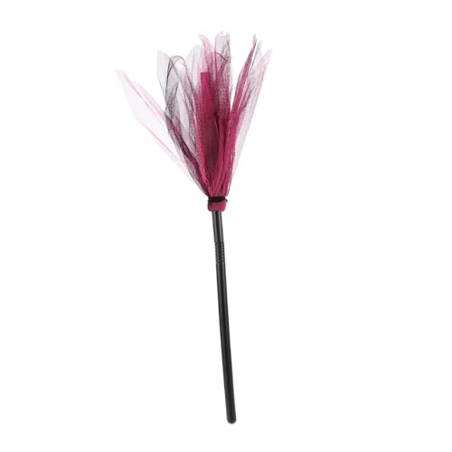 JUMPLAWN Hexenbesen Hexen Halloween Hexenkostüm Frauen Besen Halloween Dekorationen Kehrbesen Hexenkostüm Banner Böse Borsten Mädchen Gruselig Fliegend Gruselige Hexe Bob Let Red Mesh von JUMPLAWN