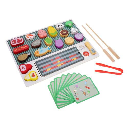 JUMPLAWN Holz Grillspielset für Kreatives BBQ Kochspielzeug mit Realistischem Grill und Zubehör für Fantasievolles Rollenspiel Fördert Kreativität und Motorische Fähigkeiten von JUMPLAWN