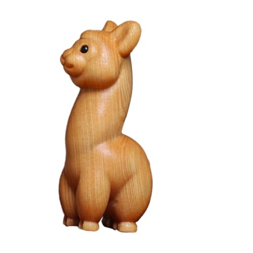 JUMPLAWN Miniatur Alpaka Figur Desktop Ornament Tier Handwerk Holz Sammler Kunst von JUMPLAWN