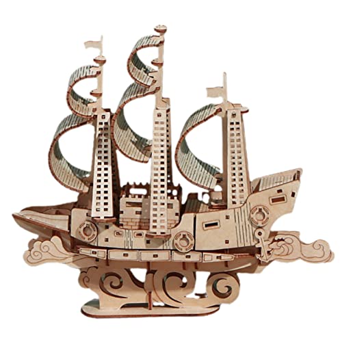 JUMPLAWN Holzboot Puzzle Segelboot Modell DIY Bastelspielzeug für Fördert Kreativität Hand Auge Koordination und Spaß Am Nautischen für Weihnachten und Geburtstage von JUMPLAWN
